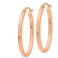 14K Rose Gold Polished Oval Tube Hoop Earrings - Elegant Everyday Jewelry Accessory by 0