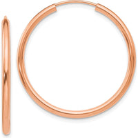 14K Rose Gold Polished Round Endless 2mm Hoop Earrings - Elegant Women's Jewelry by Oro Pregiato