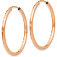 14K Rose Gold Polished Round Endless 2mm Hoop Earrings - Elegant Women's Jewelry by Oro Pregiato