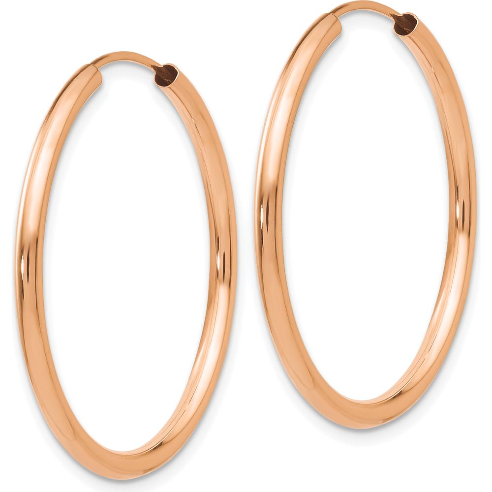 14K Rose Gold Polished Round Endless 2mm Hoop Earrings - Elegant Women's Jewelry by Oro Pregiato