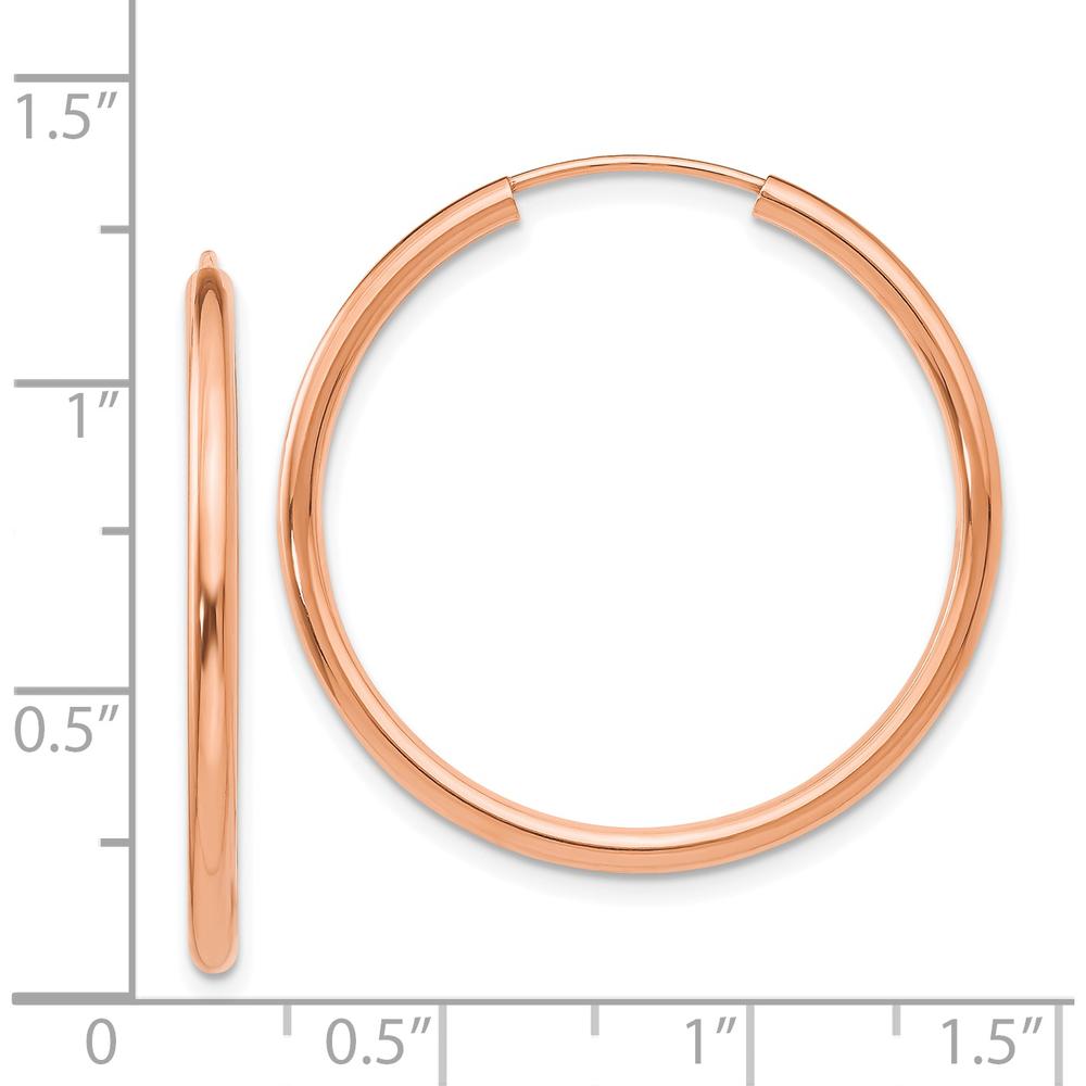 14K Rose Gold Polished Round Endless 2mm Hoop Earrings - Elegant Women's Jewelry by Oro Pregiato