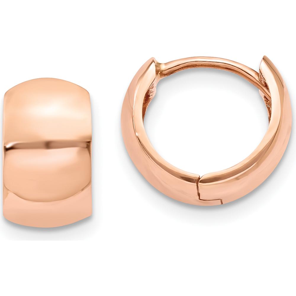 14K Rose Gold Polished Round Hinged Hoop Earrings by 0