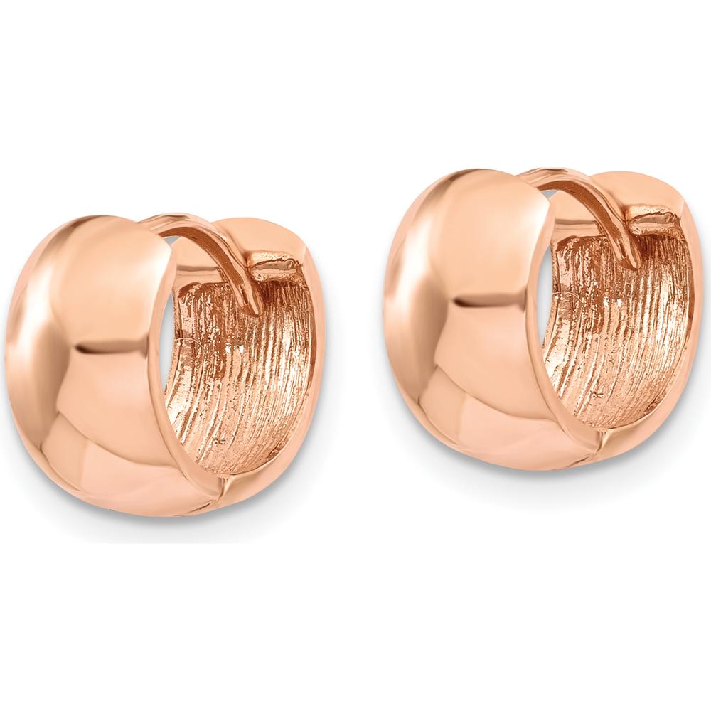 14K Rose Gold Polished Round Hinged Hoop Earrings by 0