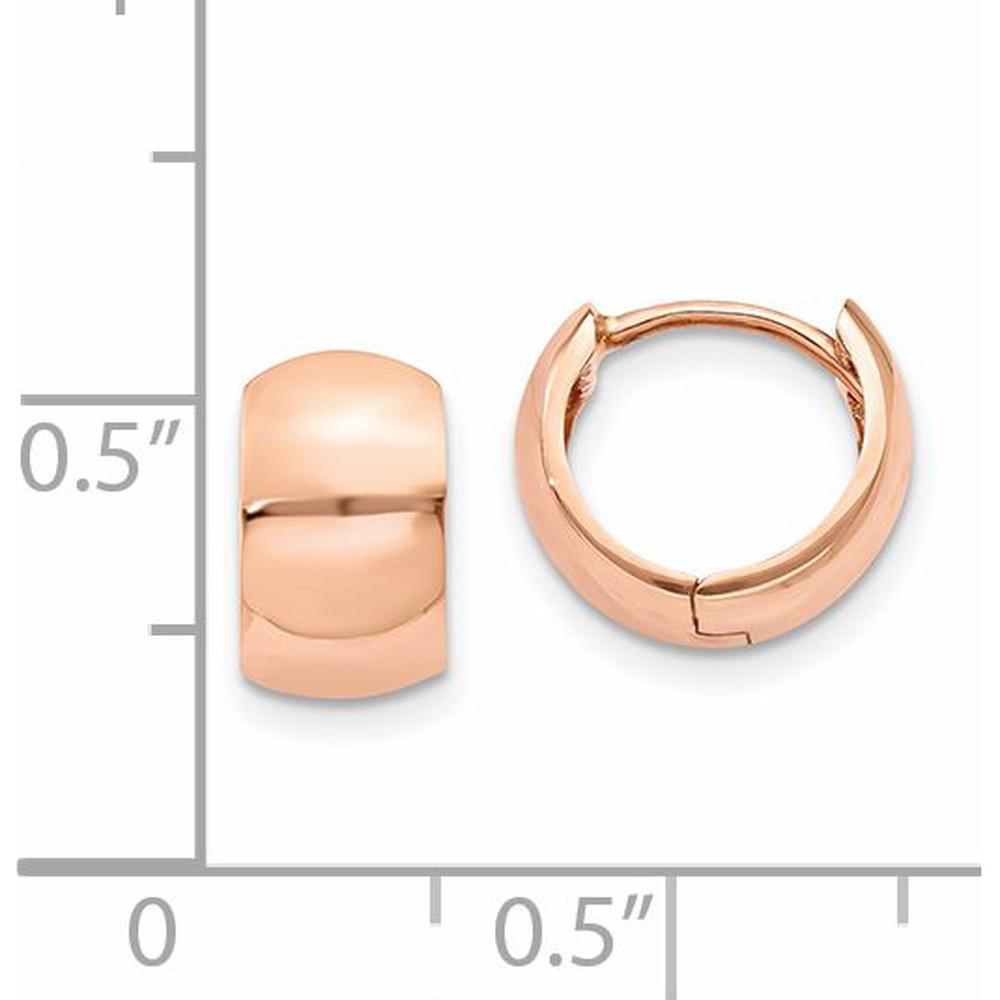 14K Rose Gold Polished Round Hinged Hoop Earrings by 0