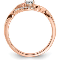 14K Rose Gold Polished Side Hearts Diamond Ring with Round Brilliant Diamonds - 0.05 Carat Total Diamond Weight by 0