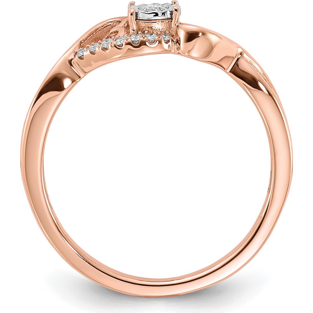 14K Rose Gold Polished Side Hearts Diamond Ring with Round Brilliant Diamonds - 0.05 Carat Total Diamond Weight by 0