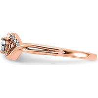 14K Rose Gold Polished Side Hearts Diamond Ring with Round Brilliant Diamonds - 0.05 Carat Total Diamond Weight by 0