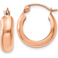 14K Rose Gold Polished Small Hoop Earrings - 15mm Length by 0