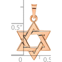 14K Rose Gold Polished Solid Star of David Pendant - 21.5mm Length by Oro Pregiato