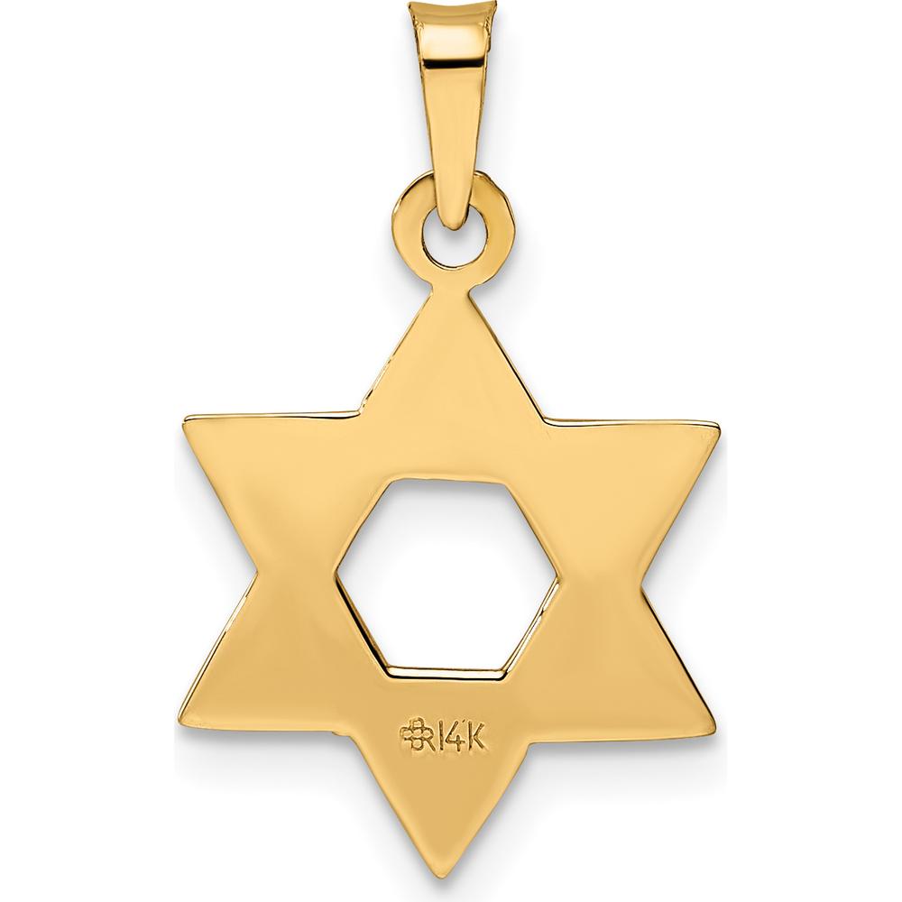 14K Rose Gold Polished Solid Star of David Pendant - 21.5mm Length by Oro Pregiato