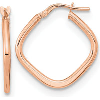 14K Rose Gold Polished Square Hoop Earrings - 23.72mm Length by 0