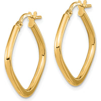 14K Rose Gold Polished Square Hoop Earrings - 23.72mm Length by 0
