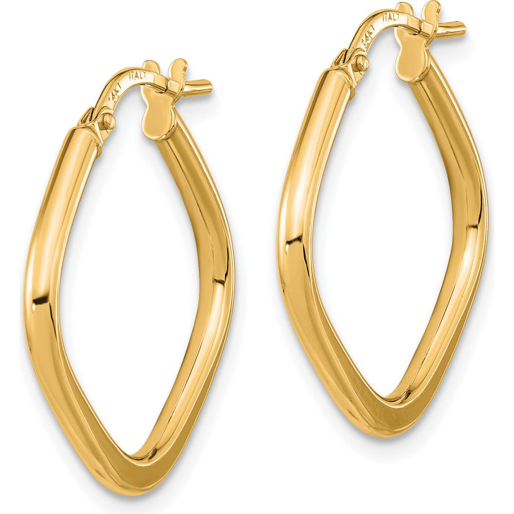 14K Rose Gold Polished Square Hoop Earrings - 23.72mm Length by 0