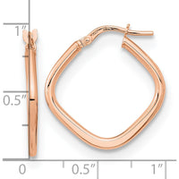 14K Rose Gold Polished Square Hoop Earrings - 23.72mm Length by 0