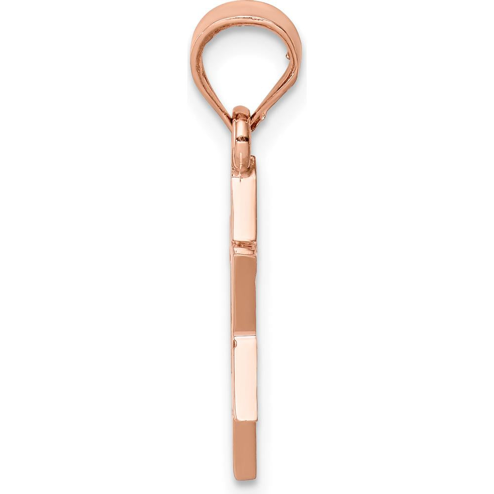14K Rose Gold Polished Star of David Pendant - 23mm Length by Oro Pregiato