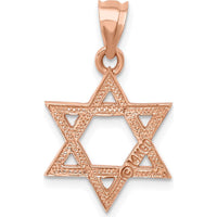 14K Rose Gold Polished Star of David Pendant - 23mm Length by Oro Pregiato