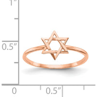 14K Rose Gold Polished Star of David Ring - Solid 14K Rose Gold, Themed Design by Oro Pregiato