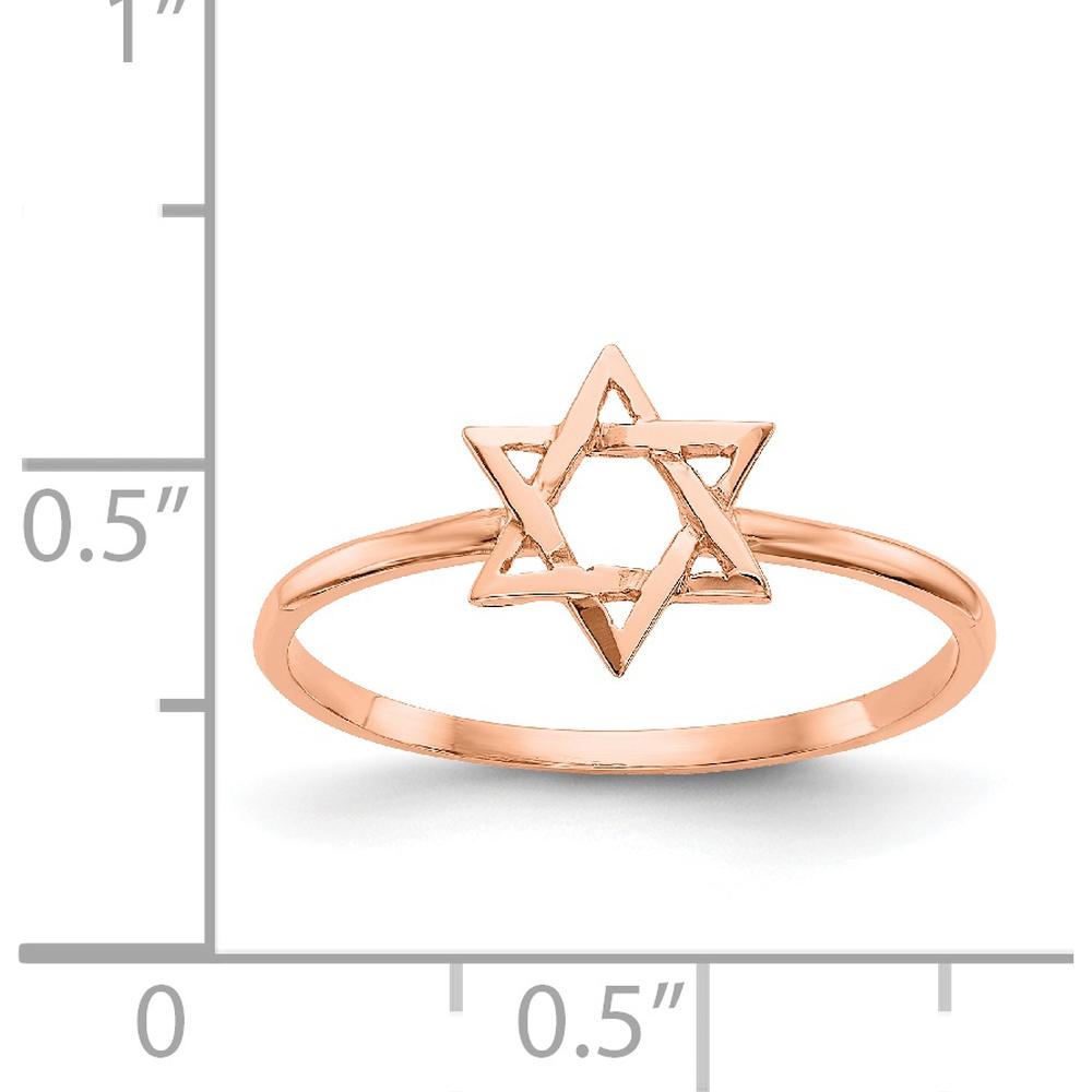 14K Rose Gold Polished Star of David Ring - Solid 14K Rose Gold, Themed Design by Oro Pregiato