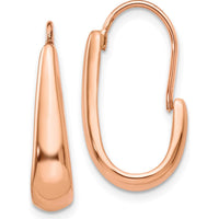 14K Rose Gold Polished Tapered J-Hoop Drop Earrings by 0