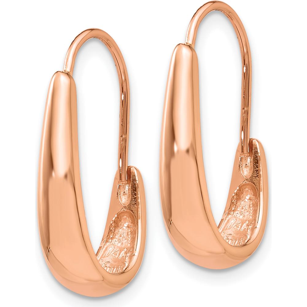 14K Rose Gold Polished Tapered J-Hoop Drop Earrings by 0