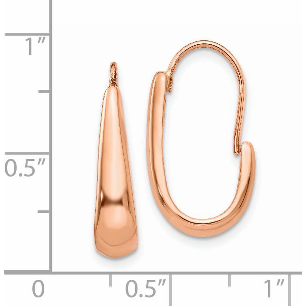 14K Rose Gold Polished Tapered J-Hoop Drop Earrings by 0