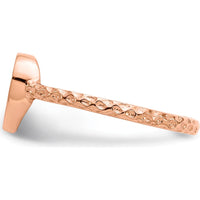 14K Rose Gold Polished Textured Heart Ring - Adjustable, Engravable, Solid Gold by Oro Pregiato