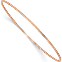 14K Rose Gold Polished Textured Twist Bangle Bracelet - 1.50mm Width by Oro Pregiato