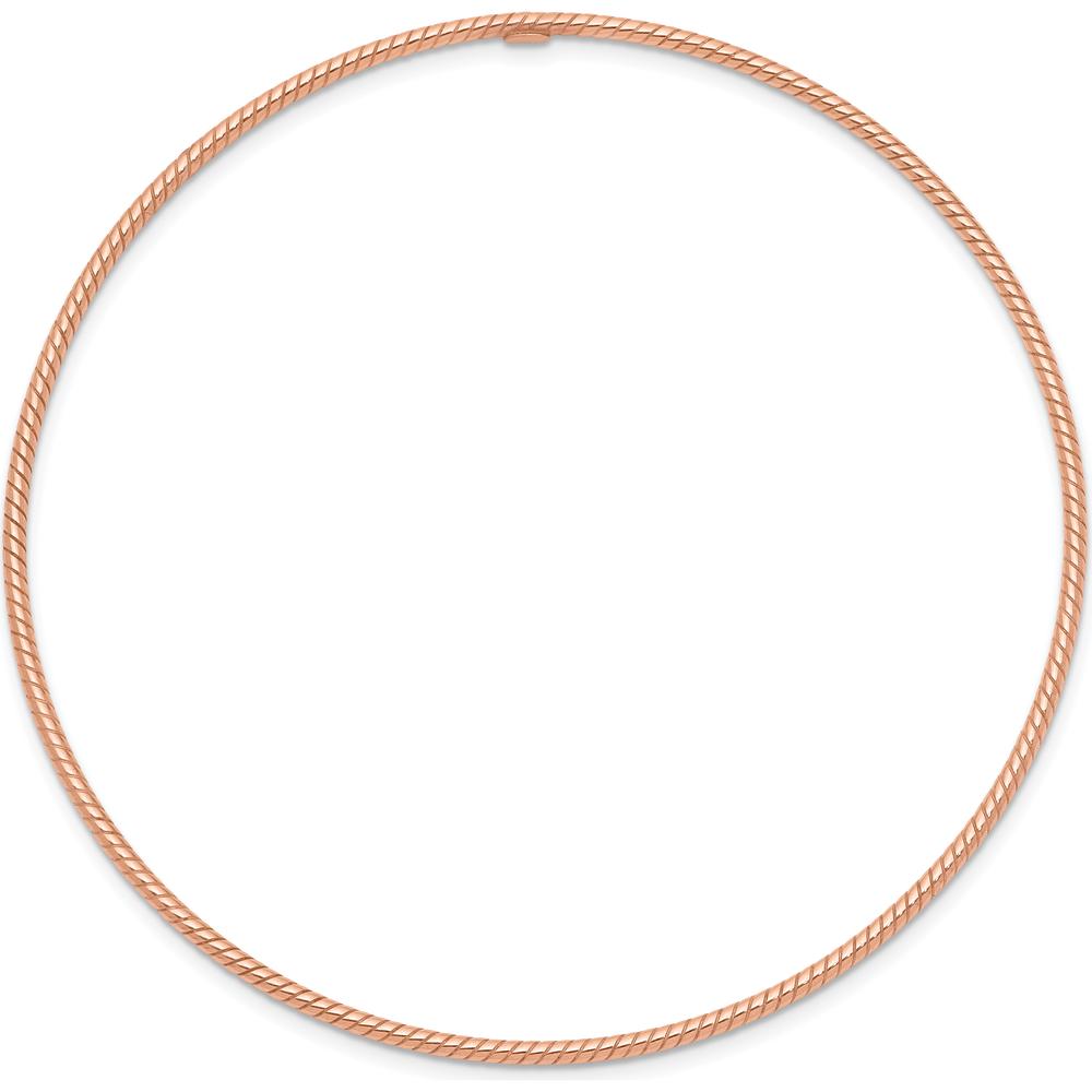 14K Rose Gold Polished Textured Twist Bangle Bracelet - 1.50mm Width by Oro Pregiato