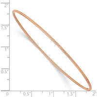 14K Rose Gold Polished Textured Twist Bangle Bracelet - 1.50mm Width by Oro Pregiato