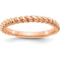 14K Rose Gold Polished Twisted Band - 3mm Width by Oro Pregiato
