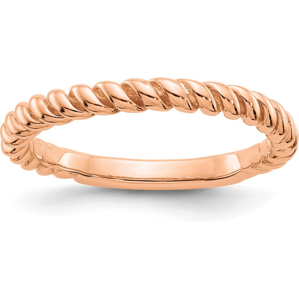 14K Rose Gold Polished Twisted Band - 3mm Width by Oro Pregiato