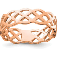 14K Rose Gold Polished Weave Fashion Ring - 5.6mm Band Width by Oro Pregiato