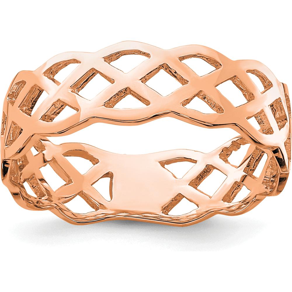 14K Rose Gold Polished Weave Fashion Ring - 5.6mm Band Width by Oro Pregiato