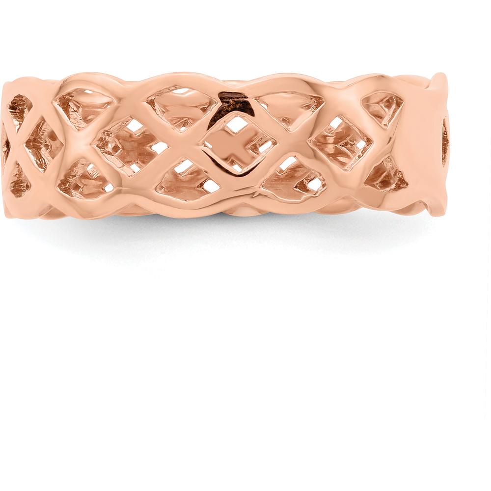 14K Rose Gold Polished Weave Fashion Ring - 5.6mm Band Width by Oro Pregiato