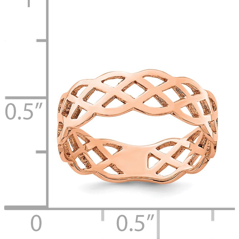 14K Rose Gold Polished Weave Fashion Ring - 5.6mm Band Width by Oro Pregiato