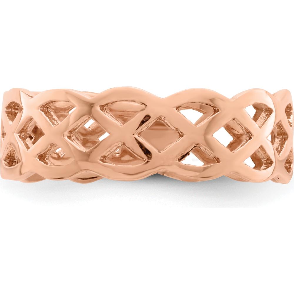 14K Rose Gold Polished Weave Fashion Ring - 5.6mm Band Width by Oro Pregiato