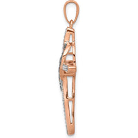 14K Rose Gold Red and White Diamond Cross with Heart Pendant - 1/4 Carat Total Diamond Weight by Monteluci Fine Jewelry