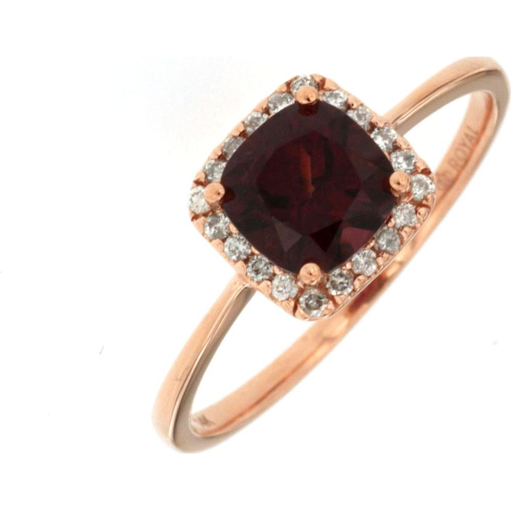 14K Rose Gold Rhodolite & Diamond Cushion Cut Halo Ring - 1.31 Carats Total Gemstone Weight