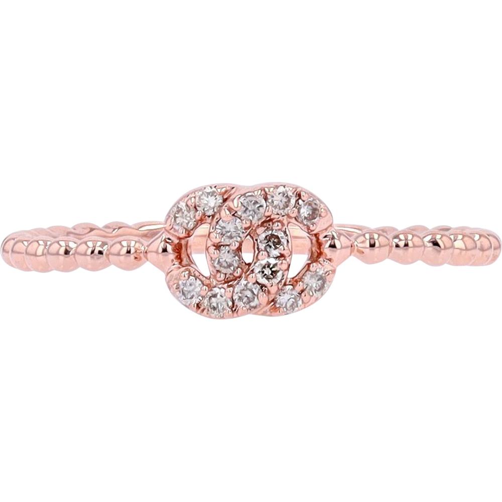 14K Rose Gold Ring with 0.10 Carat Prong Set Round Diamonds in Interlocking Circle Design