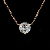 14K Rose Gold Round Brilliant Cut Lab Diamond Solitaire Pendant - 1.02 Carat Total Weight - Covaloro Fine Jewelry