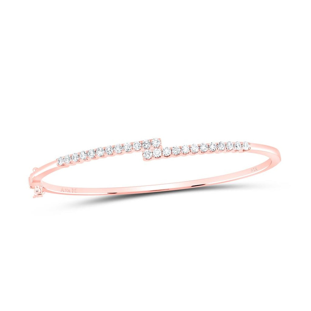 14K Rose Gold Round Diamond Bracelet - 1 Carat Total Diamond Weight