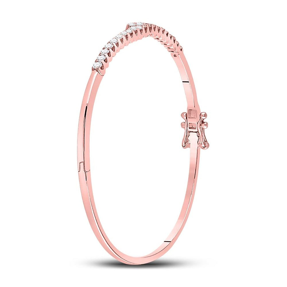 14K Rose Gold Round Diamond Bracelet - 1 Carat Total Diamond Weight