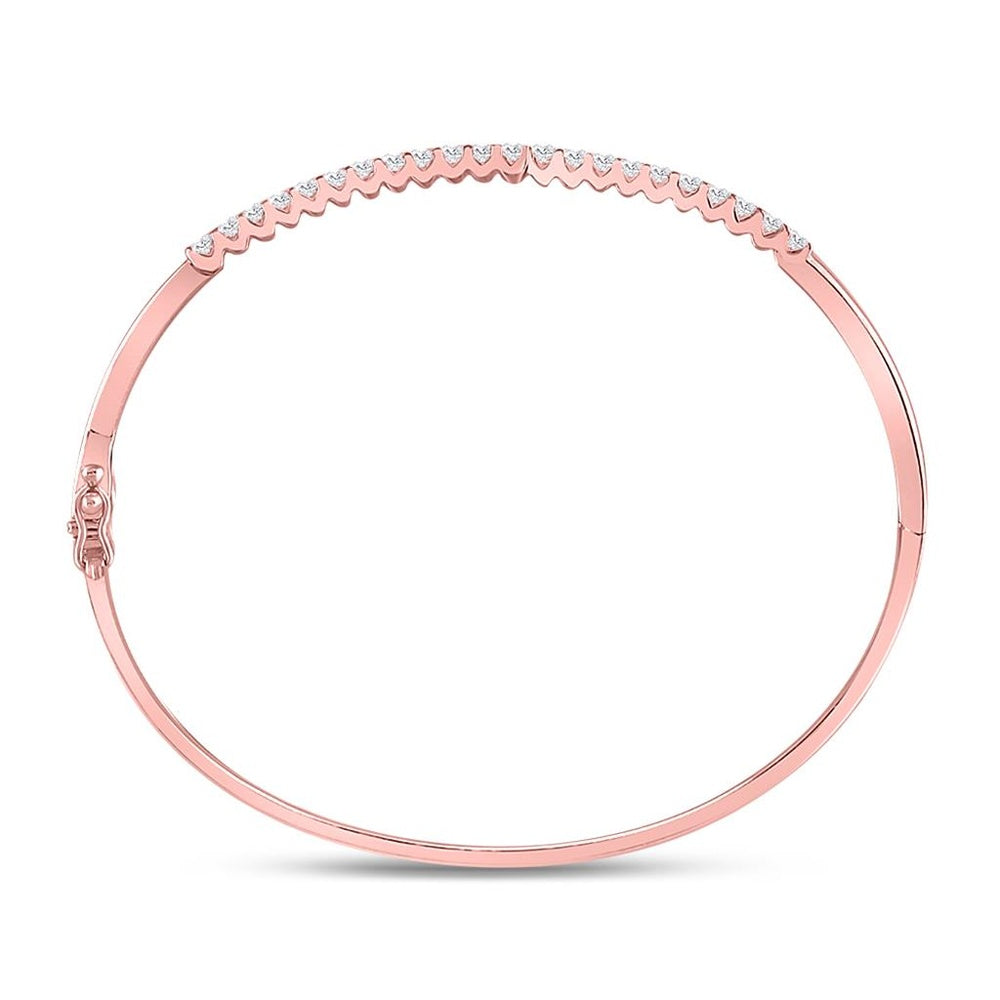 14K Rose Gold Round Diamond Bracelet - 1 Carat Total Diamond Weight