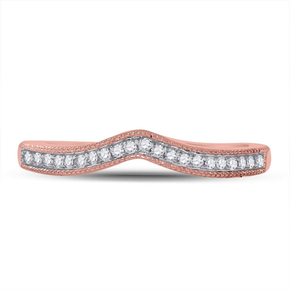 14K Rose Gold Round Diamond Bridal Ring - 1/12 Carat Total Diamond Weight