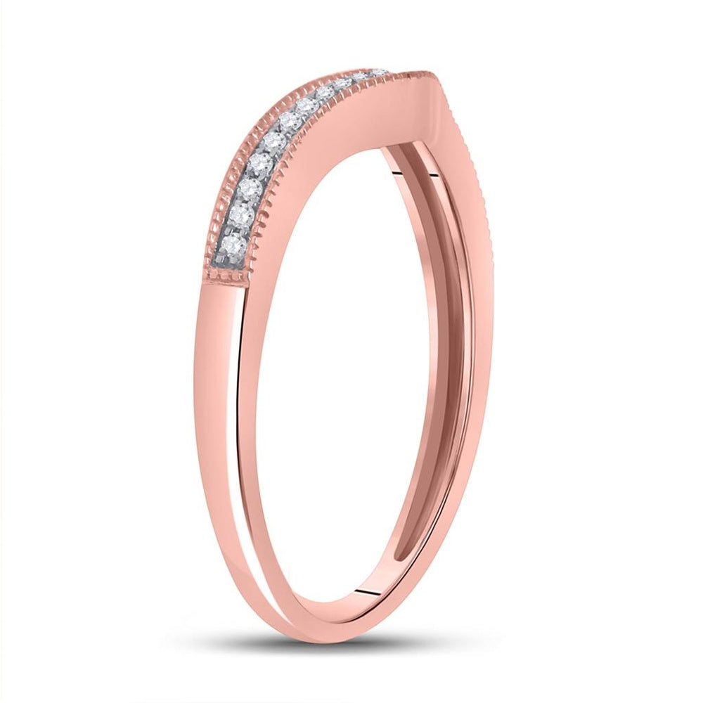 14K Rose Gold Round Diamond Bridal Ring - 1/12 Carat Total Diamond Weight