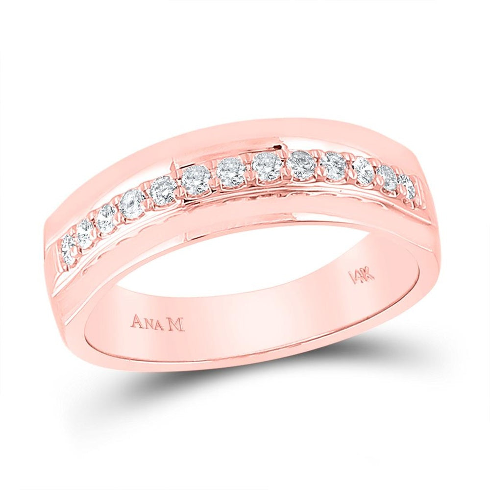 14K Rose Gold Round Diamond Bridal Ring - 1/3 Carat Total Diamond Weight