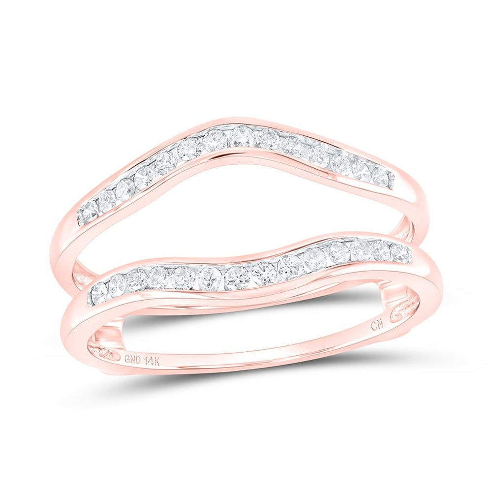 14K Rose Gold Round Diamond Bridal Ring - 1/4 Carat Total Diamond Weight