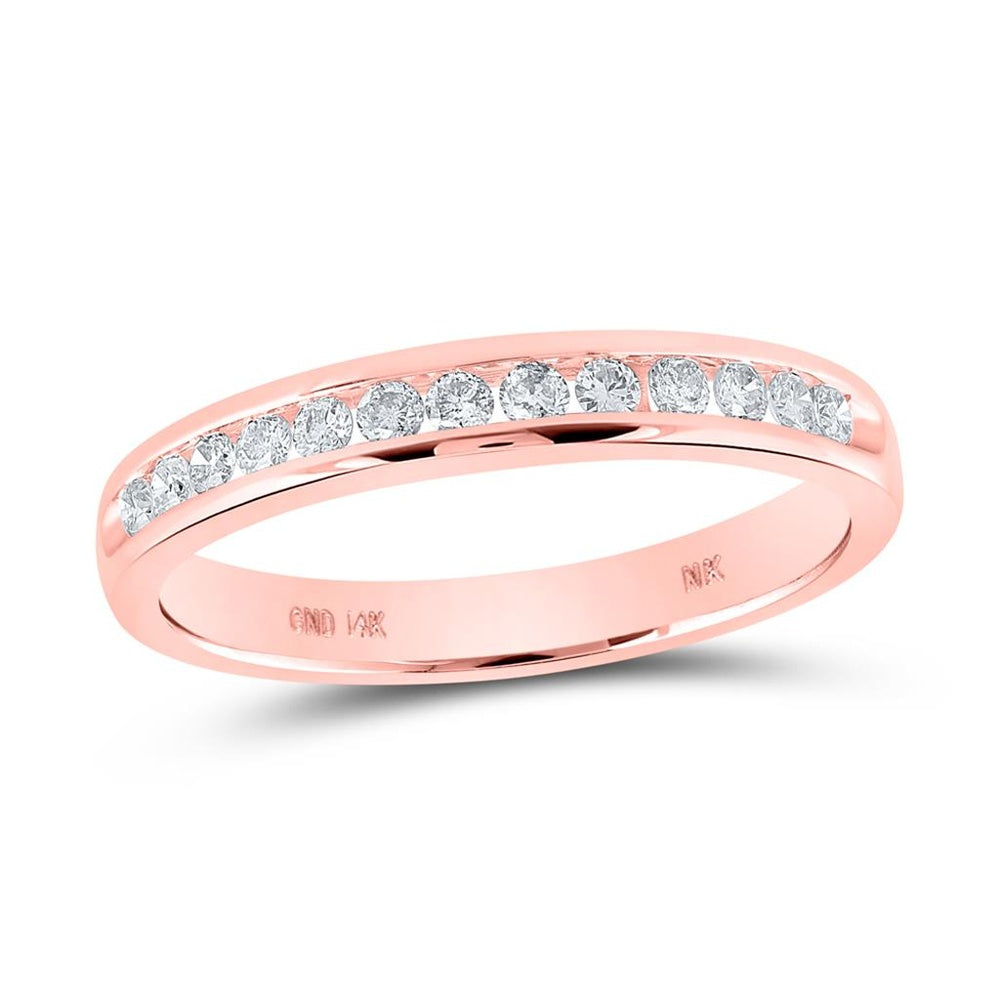 14K Rose Gold Round Diamond Bridal Ring - 1/4 Carat Total Diamond Weight