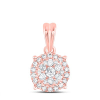 14K Rose Gold Round Diamond Pendant - 1/4 Carat Total Diamond Weight