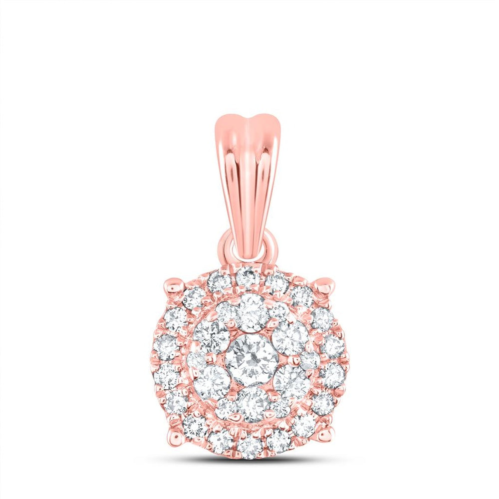 14K Rose Gold Round Diamond Pendant - 1/4 Carat Total Diamond Weight